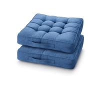 Booster Seat Cushion, 2PCS 47cm Square Chair Pad with 10cm Thick Coccyx Support for Tailbone, Hip, and Lower Back Relief with Handle Strap for Sofa Dining Room Garden and Kitchen, Navy Blue