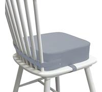 Booster Seat Kitchen Chair, Adjustable Height Booster Cushion for Kids, Thick Non-Slip Pad with Safety Straps, Washable Cover, 1-Piece Gray/Blue, Dining Restaurant Barber