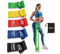 BOOSTFIT Resistance Bands Set - 5 Loop Natural Latex Exercise Bands with Varying Resistance Levels - Includes Carry Bag & Workout Guide
