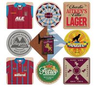 Boot & Ball Aston Villa Beer Mats, Double-Sided Coasters, 18 Designs