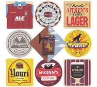 Boot & Ball Aston Villa Beer Mats for Home Pub - 9 Double-Sided Coasters with 18 Designs - Traditional Pulp Board Bar Mat - Beer Gifts for Men - Made in the UK