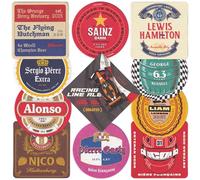 Boot & Ball F1 Beer Mats for Home Pub - 11 Double-Sided Coasters with 22 Designs - Traditional Pulp Board Bar Mat - Beer Gifts for Men - Made in the UK