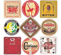 Boot & Ball Manchester United Beer Mats for Home Pub - 9 Double-Sided Coasters with 18 Designs - Traditional Pulp Board Bar Mat - Beer Gifts for Men - Made in the UK