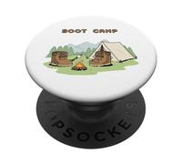 Boot Camp Cute Camping Pun Cartoon Boots Illustration PopSockets Adhesive PopGrip