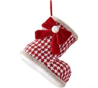 Boot Christmas Ornament Red Foam 12x12.5cm with Bow Texture | Lightweight foam for effortless hanging suitable for trees mantels and parties nostalgic boot design