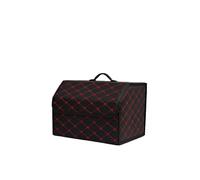 boot organiser Car Trunk Organizer Box Large Capacity Auto Multiuse Tools Storage Bag Stowing Tidying Leather Folding For Emergency Storage Box car boot organiser(Black Red M)