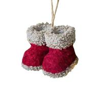 Boot Pendant Decor Pair, Soft Textile Plush Finish with Ready Loop for Festive Branch, Mantel Hook, Vehicle Area Plush Boot Ornament Holiday Decor Christmas Tree Accent Soft Textile Pendant Door Wrap
