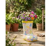 Boot Planter Decorative Garden Pot - Charming Vintage Shoe Design, Durable Weather-Resistant Build for Indoor/Outdoor Use, Eye-Catching Floral Display, Unique Accent for Garden Lovers -A73 (yellow)