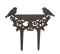 Boot Scraper Cast Iron Garden Bird Boot Cleaner Shoe Scraper | Recycled Metal, Antique Brown, Stakes, Vintage Style, Ornate Scrolled Design, Bird Decorations