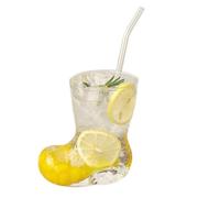 Boot Shaped Glass Mug - 10 oz Novelty Cowboy Boot Cup, Clear Glass Beer Stein Cocktails, Unique Gi Coffee, For Whiskey, Iced