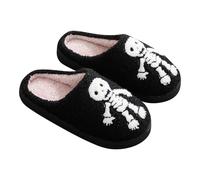Boot Slippers Women,Halloween Christmas Holiday Slippers for Women and Men Warm Cozy Plush Fuzzy Cushion Slip-on House Slipper for Indoor and Outdoor,Black #2,6