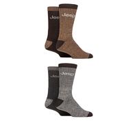 Jeep Men's 4 Pack Recycled Cotton Boot Socks | Thick Knit Full Cushioned Socks - Brown / Earth - 6-11 UK