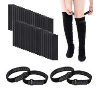 Boot Straps, 4PCS Knee Boot Straps of Elastic Adjustable Belt, Knee Boot Straps, Boot Straps with Non-Slip Silicone with 40 Pcs Adhesive Tape Hook Sticker for Fall-Off Prevention
