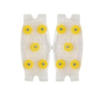 Boot Traction Grips - TPE Winter Ice Snow Cleats Spiked Foot Support, Anti Slip Walking Aid | Lightweight 11x5cm Pair Transparent Rubber With Five Steel Studs Grip Sole Stability For Ground Tra