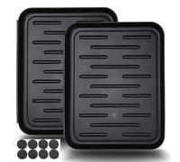 Boot Tray for Entryway Indoor, 2 Pack Plastic Small Shoe Mat, Narrow Boot Tray for Pet Food, Plant Drip, Mudroom, Under Sink, Garden, 13.7 X10.6 inch Black