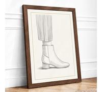 Boot with Hair Contemporary Framed Wall Art Print A3 (42×29.7cm) Walnut, Wall Decor for Living Room, Bedroom, Office & Home, Ready to Hang, Art Gift