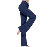 Bootcut Yoga Pants for Women High Waist Flared Leggings Stretch Drawstring Wide Leg Sweatpants Workout Gym Work Sport Pant Bottom Bootleg Tummy Control Flare Trousers Fitness Soft Lounge Pants
