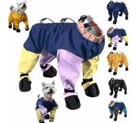 Booted Dog Onesie, Waterproof Winter Snow Boots with Straps, Adjustable Dustproof Dog Pants, Fits