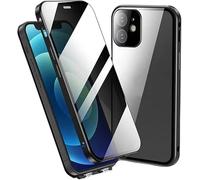 Boothcosly Phone Case, Magnetic Adsorption Metal Privacy Case, 360 Degree Front and Back Tempered Glass Cover (Black, for iPhone 15)