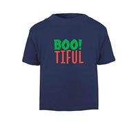 Bootiful Word Halloween Statement Short Sleeve Cotton Toddler t Shirt, 3-4 Years, Navy