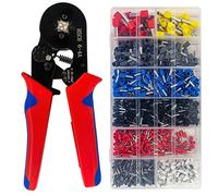 Bootlace Ferrule Crimping Tool, HFAN HSC8 6-4A 0.25-10mm² AWG23-7 Self Adjusting Ratcheting Ferrule Crimper, Wire end Cord end Lug Plier Crimping Tool with 1250 Terminal Crimp Connectors