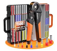 Bootlace Ferrule Crimping Tool Kit, Preciva 0.08-16mm²/AWG 28-5 Ferrules Crimper with 1500pcs Connectors, Wire Crimp Tools, Self-Adjustable Ratchet Crimps Pliers for Electricians