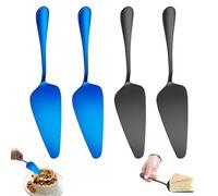 Bootoow Cake Shovels Cake Spatula Triangular Multifunctional Cutter, 4 Pieces Stainless Steel Cake Shovel for Kitchen Dining and Christmas Parties Cake Shovel (Black+Blue)