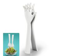 Bootoow Salad Servers, Set of 4 Plastic Salad Servers, Salad Cutlery, Sporks Salad Servers and Salad Tongs, Plastic, Salad Servers for Camping, Home or Travel, Green, 26.5 cm