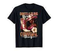 Boots and Bling It’s a Cowgirl Thing Glam Country Black Girl T-Shirt