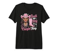 Boots and Bling Tshirt Black Cowgirl Rodeo Texas Western Premium T-Shirt
