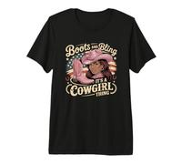 Boots and Bling Tshirt Black Cowgirl Rodeo Texas Western Premium T-Shirt