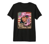 Boots and Bling Tshirt Black Cowgirl Rodeo Texas Western Premium T-Shirt