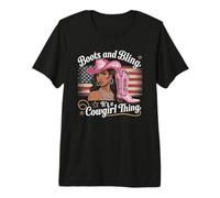 Boots and Bling Tshirt Black Cowgirl Rodeo Texas Western Premium T-Shirt