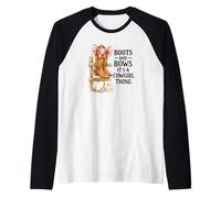 Boots and Bows Cowgirl Thing Western Pink Bow Graphic Raglan Baseball Tee