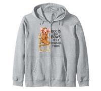 Boots and Bows Cowgirl Thing Western Pink Bow Graphic Zip Hoodie