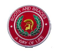 Boots and Braces A Way of Life Circle Red & White Embroidered Patch