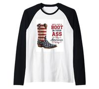 Boots and Patriotism America Pride Country Western Attitude Raglan Baseball Tee