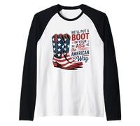 Boots and Patriotism America Pride Country Western Attitude Raglan Baseball Tee