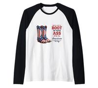 Boots and Patriotism America Pride Country Western Attitude Raglan Baseball Tee