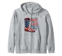Boots and Patriotism America Pride Fun Attitude Zip Hoodie
