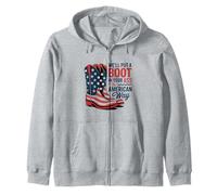 Boots and Patriotism America Pride Fun Western Attitude Zip Hoodie