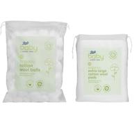 Bōots Baby Organic Cotton Wool Balls & Extra Large Cotton Pads | Natural Soft Fibres | 100's+50's [BUNDLE]