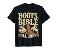 Boots Bible and Bull Riding Christian Cowboy Rodeo Faith T-Shirt