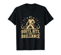 Boots Bits and Brilliance Western Cowboy Roping Value Graphic T-Shirt, Men, Black, XL