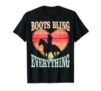 Boots Bling Everything Girl Riding Horse Silhouette Heart T-Shirt
