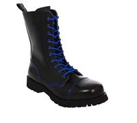 Boots & Braces 10 Hole Coloured Stitching Men's Classic Boots, Black/blue, 7 UK