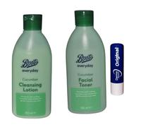 Boots Cucumber Facial Toner and Cleansing Lotion 150ml Duo Set with Free Orignial Lip Balm