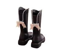 Boots For Girls Knee High Riding Boot Side Zipper Punk Goth Boot Kids Elegant Princess Boots with Back Zip School Shoe Winter Comfortable Easy To Clean Booties for Little Kid Big Kid