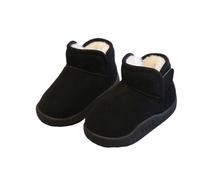 Boots for Kids Girls Fleece Lining Solid Color Snow Boots Thick Short Outdoor Soft Soled Shoes Comfortable Flat Warm Winter Wide Fit Footwear Fit Loose Shoes Black