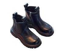 Boots for Kids UK Autumn Winter Plain British Style Chelsea Patent Leather Boots Girls Boys Side Zip Anti-Slip Casual Ankle Boot Children Fashion Shoes Footwear Black